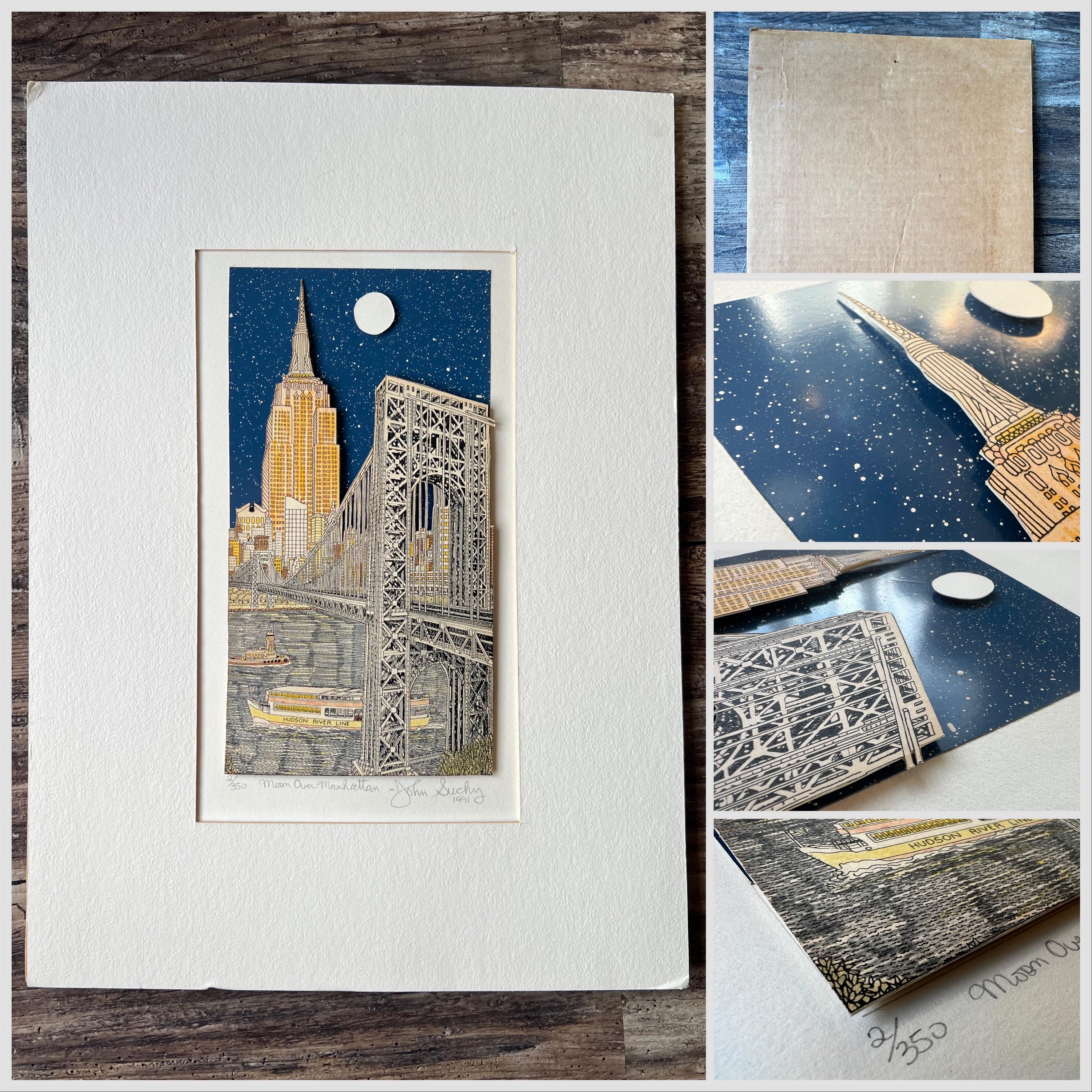 Rare John Suchy - Moon Over Manhattan - 1991 3D Lithograph