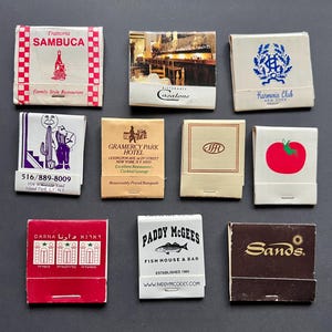 Vintage Matchbook Collection - Set of 10 Assorted Retro Designs