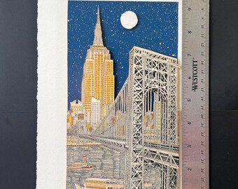 Rare John Suchy - Moon Over Manhattan - 1991 3D Lithograph