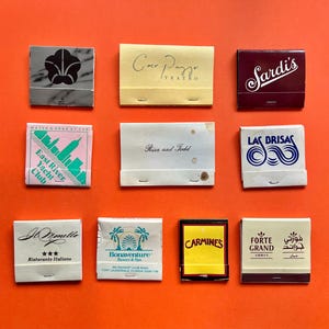 Vintage Matchbook Collection - Set of 10 Assorted Retro Designs