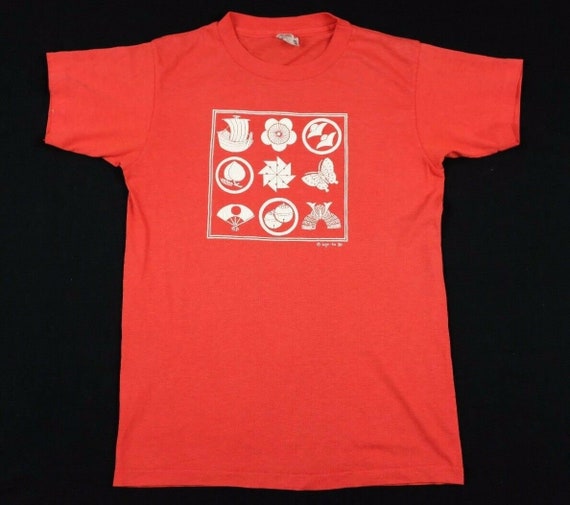 Vtg 1980 aya ko japanese pictograms t-shirt youth
