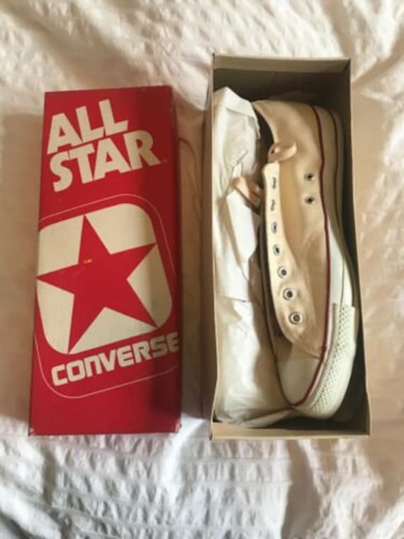 Vtg 1970s converse all star shoes low oxford white