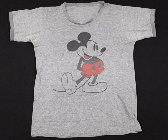 Vtg 1980s mickey mouse ringer t-shirt m walt disn… - image 1