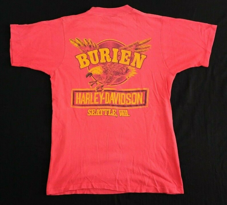 Vtg 1980s harley davidson t-shirt m burien seattle wa bikers only motorcycles