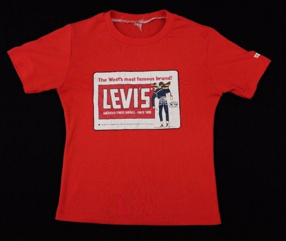 Vtg 1960s/1970s levi's knit t-shirt yxl or xs lev… - image 1