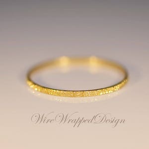 1mm Sparkle Diamond Cut 14k or 18k SOLID Gold (Yellow, White, Rose) Ring, Yellow Gold, Rose Gold, or White Gold Stackable Wedding Band Thin