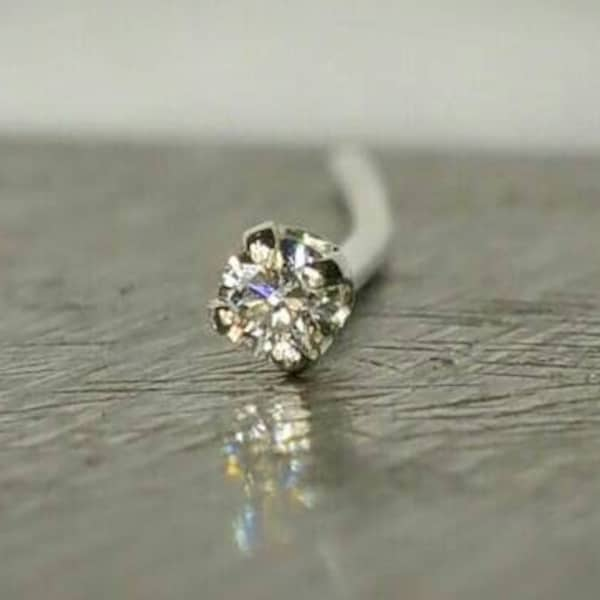 Genuine DIAMOND Nose Stud 2mm 2.5mm VS  F+ .03ct Post 14k Solid Yellow White Rose Gold Platinum Sterling Silver Helix Tragus Lobe Cartilage