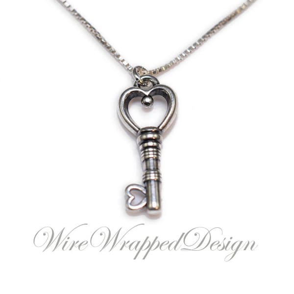 Heart Key Necklace Etsy
