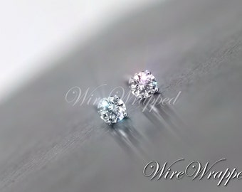 Genuine ORANGE DIAMOND Earrings 2mm 0.08tcw Treated SI 14k Gold//Silver//Platinum