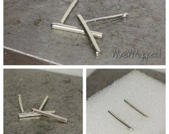 Minimalist BAR Earrings Studs - Customizable - Shiny Sterling or Fine Silver, Solid Gold (Yellow, White or Rose), or Gold Filled (Y, W or R)