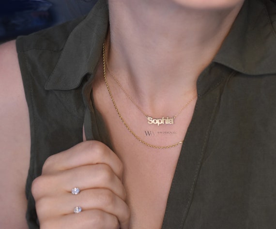 Unique Bubble Name Plate Necklace 