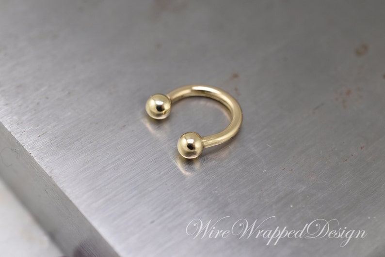 14KT Yellow Gold Hinged White CZ Septum Ring Hoop main image 1