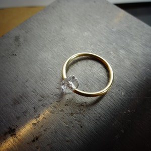 Captive Bead Ring made with CLEAR Swarovski Crystal - Navel Belly Hoop VARIETY 14 gauge 14k Yellow, Rose, or White Gold Filled, or Silver
