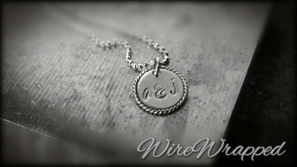 Initial Stamped Necklace - Sterling Silver Initial Beaded Necklace - CUSTOMIZABLE - Initial Necklace Rope Lined - Unique Valentine's Gift
