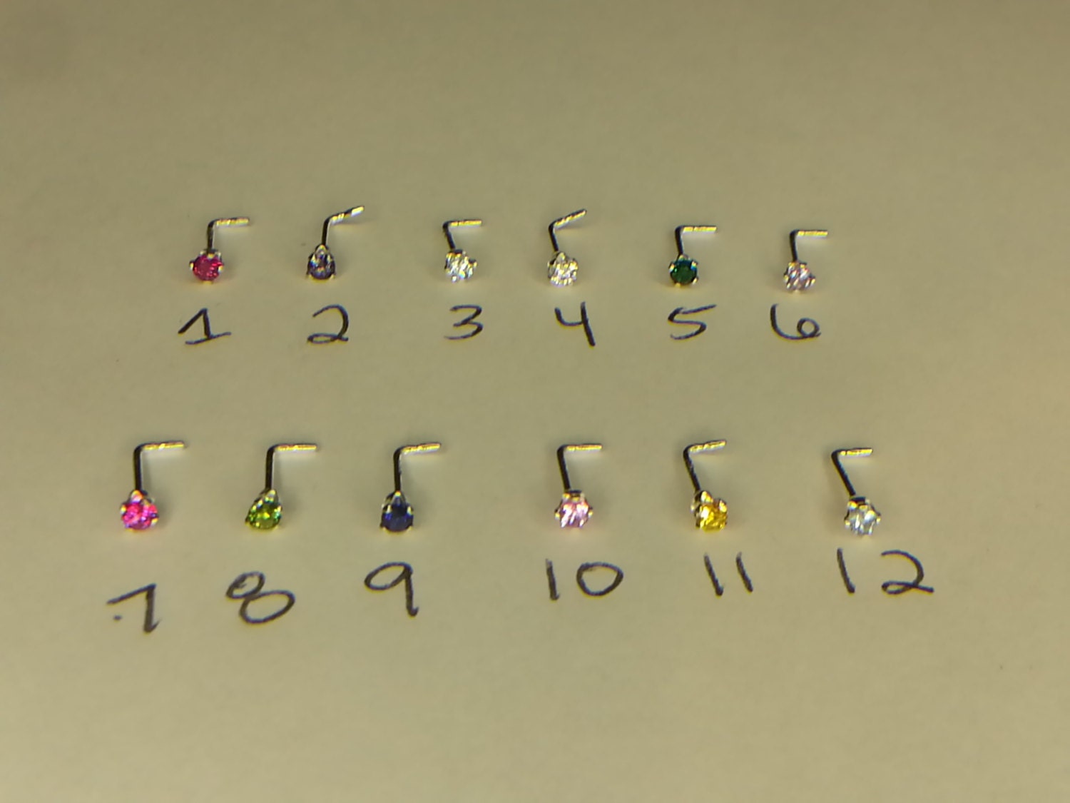 Nose Stud Post Birthstone 2mm Lab Created Faceted Stone Sterling