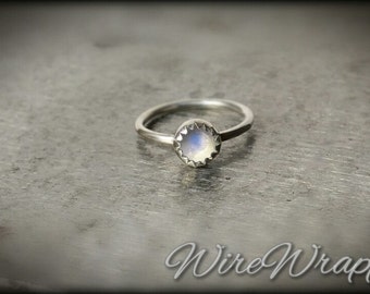 Real Blue FLASH MOONSTONE Hoop VARIETY 14k Yellow Gold or Sterling Silver. Nose, Ear Tragus Helix Cartilage Eyebrow Nipple Ring Body Jewelry