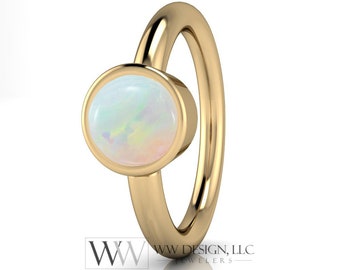 Opal Navel Belly Ring Hoop Captive Bead Ring CBR - CUSTOMIZABLE 14 gauge 14g - 14k Gold (Yellow, Rose, or White), or Platinum Body Jewelry