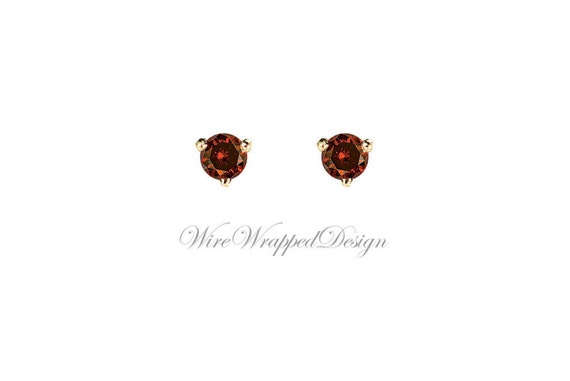 Genuine ORANGE DIAMOND Earrings 2mm 0.08tcw Treated SI 14k Gold//Silver//Platinum
