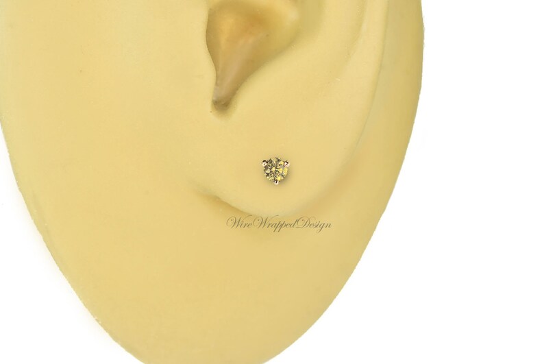 PAIR Genuine LIGHT Yellow DIAMOND Earrings Studs 2.5mm 0.12tcw Etsy