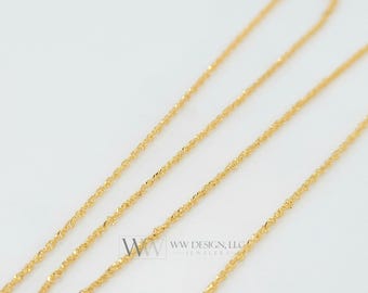 Diamond Cut 0.9mm Singapore Chain 14k SOLID Yellow Gold, White Gold Thin Layering Necklace Bracelet Anklet Christmas Gift Holiday Jewelry