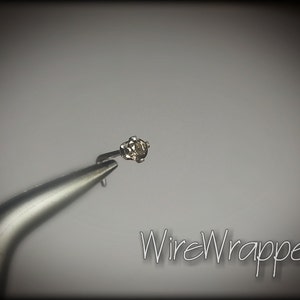 Nose Stud - Real SMOKY QUARTZ - 2mm AA-Grade Genuine Facetted Stone Sterling Silver, Solid Gold, Gold Fill, Helix, Tragus, Cartilage