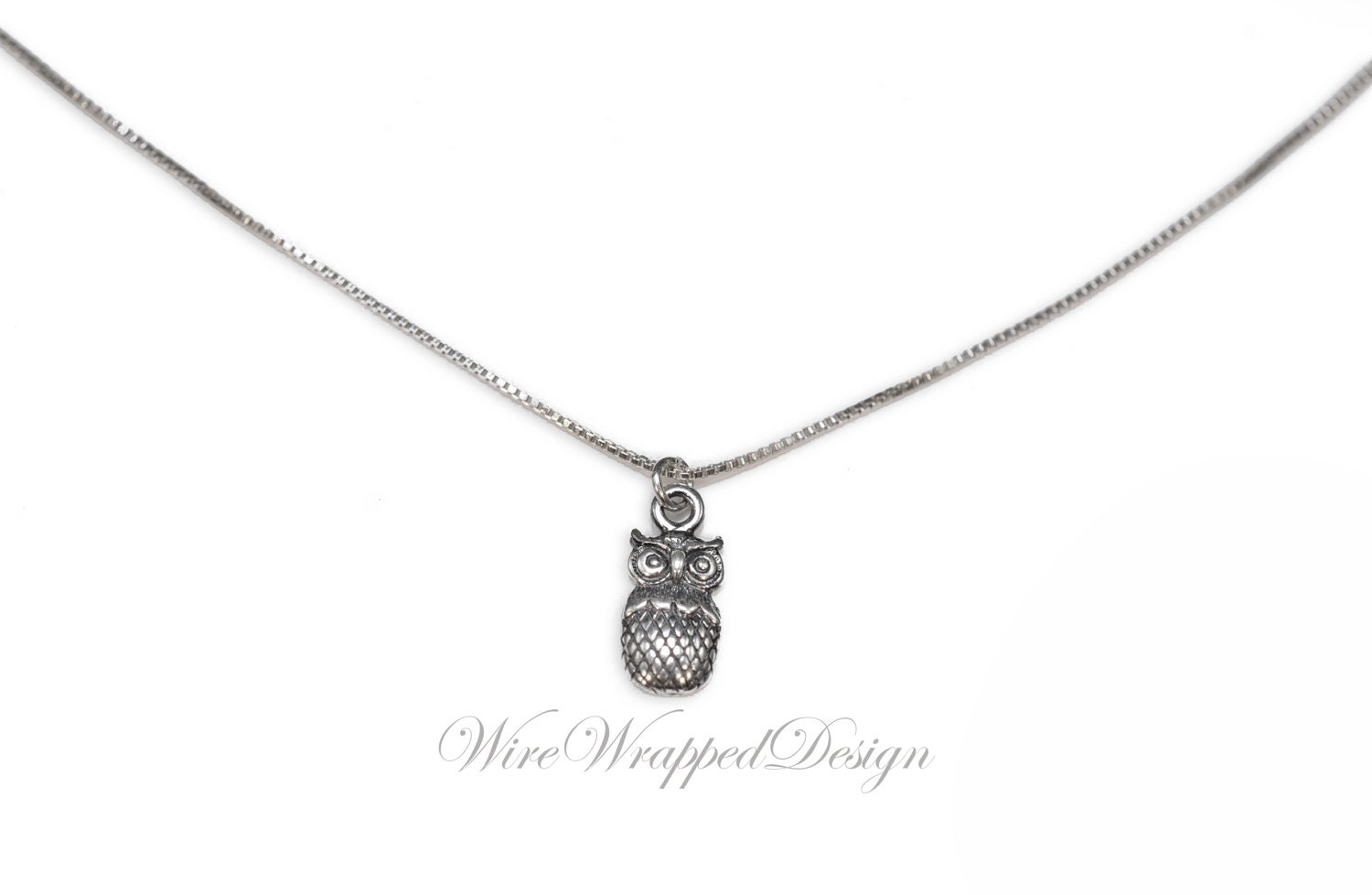 Necklace Sterling Small OWL Necklace CUSTOMIZE 925 Sterling Silver OWL Necklace Jewelry Necklace Val