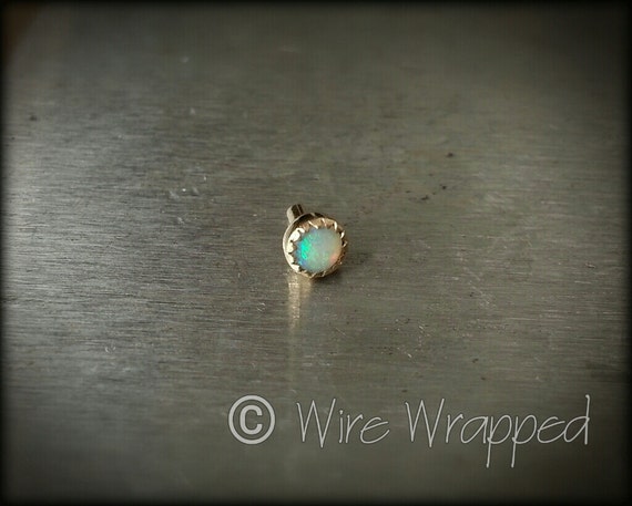 Nose Stud L Post Grade AAA OPAL 3mm Bezel Set Natural OPAL - Etsy