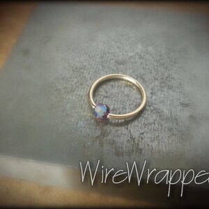 Captive Bead Ring made with Swarovski Crystal 4mm AB LAVENDER -VARIETY 16ga 14k Gold, Silver, Platinum Hoop Belly Navel Septum Nipple Tragus