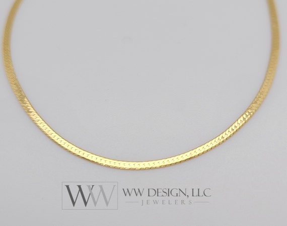 14k Real Yellow Gold Herringbone Snake Chain Necklace – NORM JEWELS