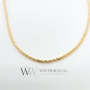 14k Gold Diamond Cut Rope Chain Necklace 14k Solid Yellow Gold 1.6mm, 1.8mm, 2.4mm, 2.5mm, 2.8mm, 3.9mm Jewelry Sparkly Trendy Layering