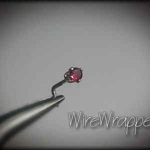 Nose Stud - Real GARNET 2mm AA-Grade Genuine Facetted Stone Sterling Silver, Solid Gold, Gold Fill, Helix, Tragus, Cartilage