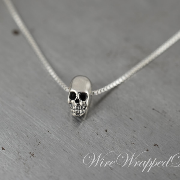 Necklace Sterling Small SKULL Necklace 925 Sterling Silver Small SKULL Necklace Minimalist Modern Jewelry Celebrity Silver Necklace