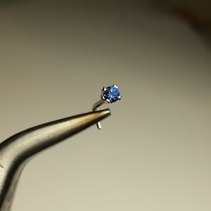 Nose Stud Post - Blue Sapphire 2mm AAA-Grade (Best!) Genuine Natural Sapphire 14k Gold (Y, W, or R), Platinum Silver Helix Tragus Cartilage