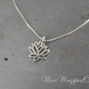 Necklace LOTUS 925 Sterling Silver Small Tiny LOTUS Necklace Minimalist Modern LOTUS Fine Jewelry Celebrity Sterling Silver Lotus Necklace
