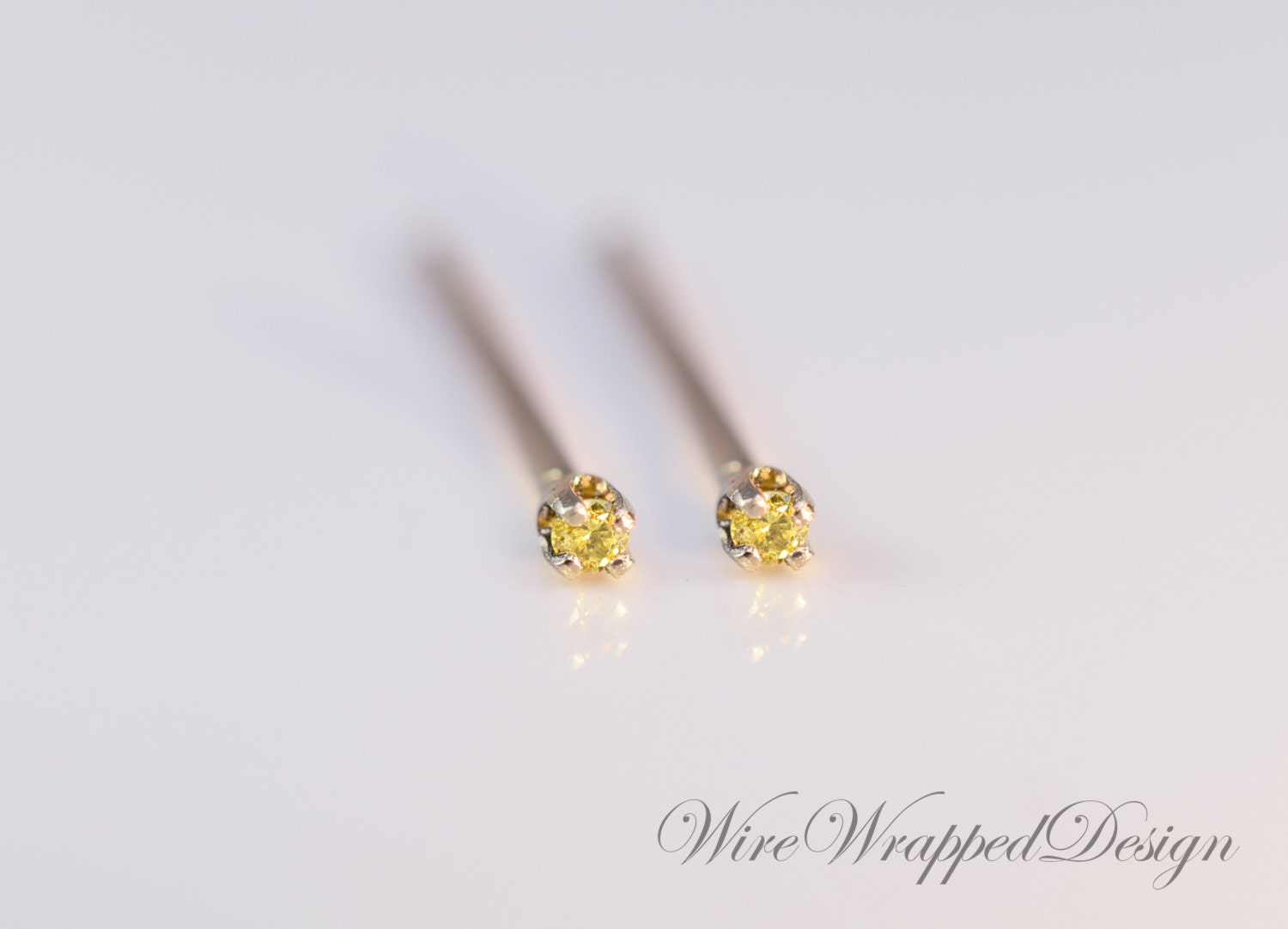 SALE Genuine Canary Yellow DIAMOND Earring Studs 1.5mm Etsy