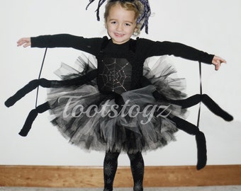 Halloween Black widow black and silver girls spider tutu dress