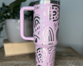 40oz Laser Engraved Mama Rainbows Tumbler, Lilac