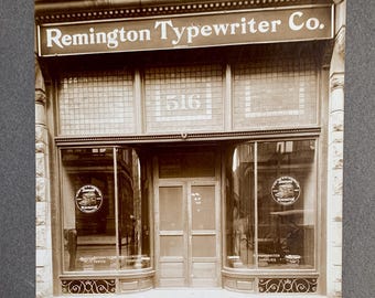 Remington Typewriter Company Antique Mounted Photograph: Early 20th Century Cincinnati Ohio Street Photo
