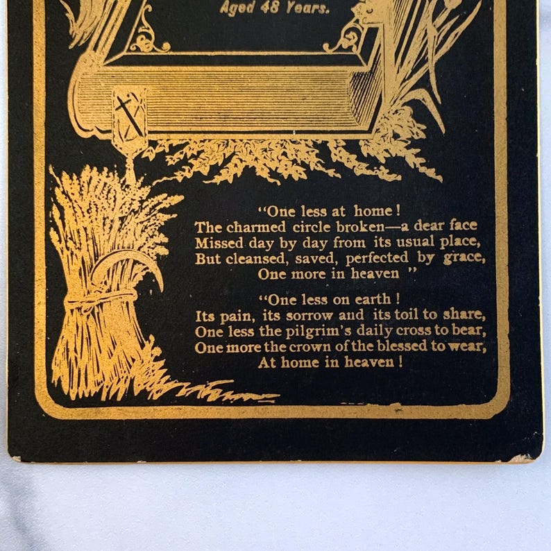 Antique Funeral Card, Victorian Mourning Death Notice, Funerary ...