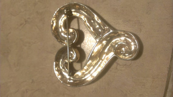 Solid Sterling Silver Large Handmade Scroll Heart… - image 2