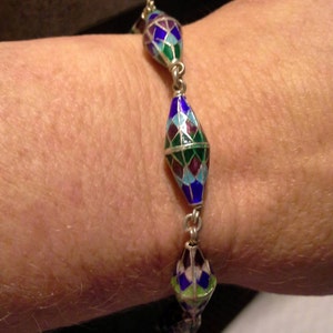 Beautiful Native Sterling Sky-Way Trading Co. 3D Enamel 7 1/4&quot; Bracelet.