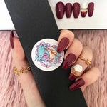 NAILED IT! Hand Painted False Nails - Burgundy Marble Accent