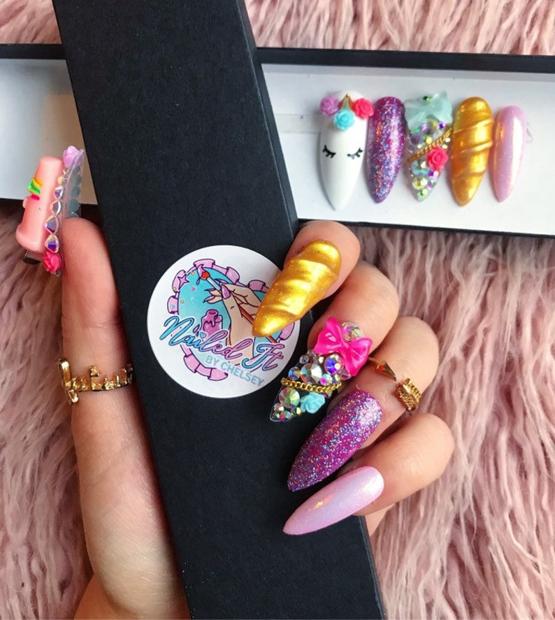 NAILED IT Hand Painted False Nails  Unicorn Luxe image 0