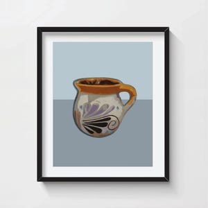 Mexican Mug Art, Jarrito de barro Print, Coffee Station Decor, Kitchen Wall Art, Cafecito de Olla, Mexican mug art, Cafecito de Olla Print
