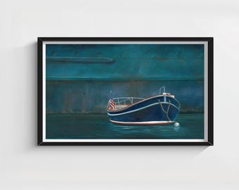 Tugboat Wall Art Print – Nautical Boat Decor – Canvas or Framed Fine Art