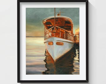 Lake Geneva Polaris Boat, Classic Lake Scene Decor, Nautical Art Print, Home Decor | Frame Canvas, Lake Geneva Wall Art, Lake Geneva Gift
