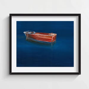 Chris-craft Antique & Classic Boat artwork, Fontana Boat Show, Lake Geneva, Print, Nautical Wood Classic Boat, Wooden Boat Art Print