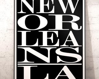 New Orleans Subway Typography Print, Louisiana Wall Decor