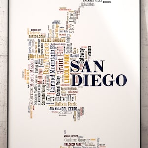 San Diego Map Art, San Diego Art Print, San Diego Neighborhood Art Print, San Diego Typography Art, San Diego Poster, San Diego Word Cloud