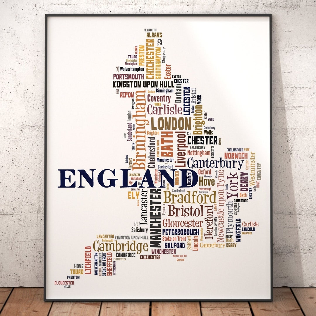 England Map Art England Art Print England City Map England Etsy